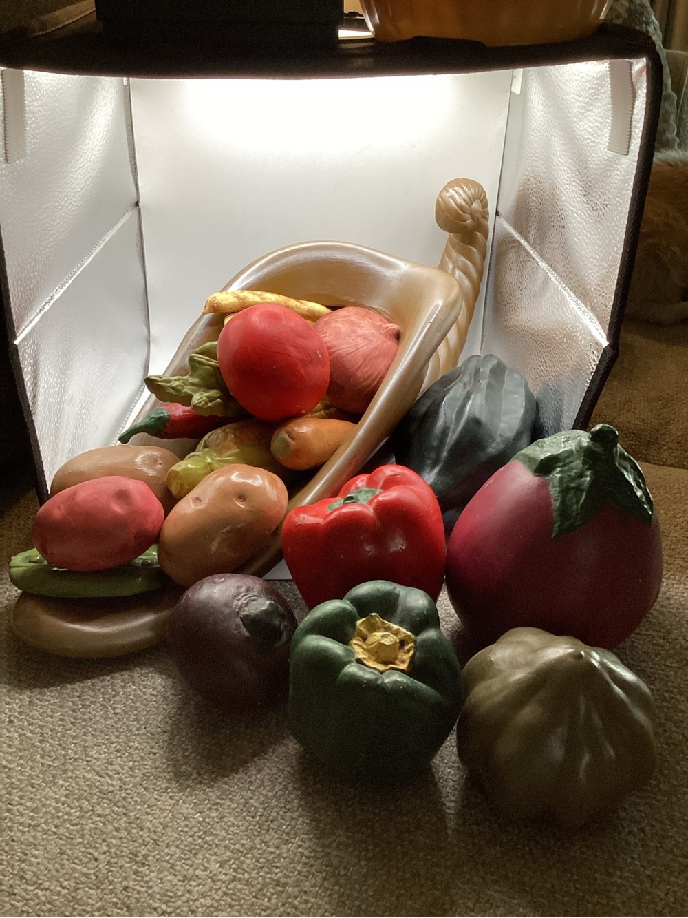 Vtg Ceramic Vegetable Cornucopia Set 16+ veggies